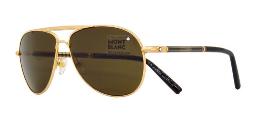 Lentes De Sol Mont Blanc Mb512s Shiny Gold Pilot Italy 61mm