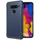 Funda Para LG V40 Thinq Fibra De Carbono Color Azul Marino