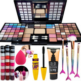 Set De Maquillaje Profesional Combo Sombras Labial Esponja