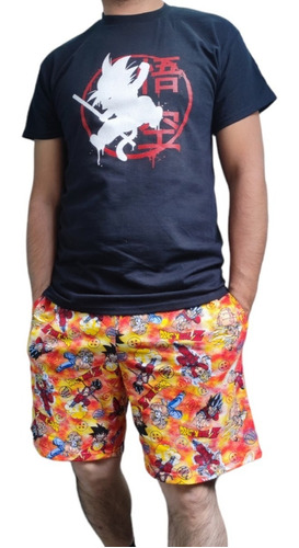 Pijama Hombre Short Y Playera Estampada Caballero 