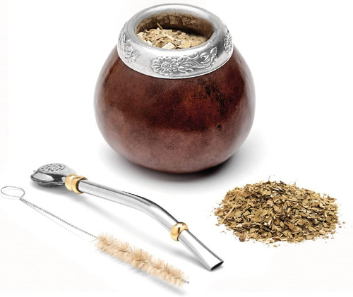 Mate Calabaza Hecho A Mano Conjunto Set Straw Mate Cuchara 