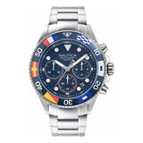 Reloj Hombre Nautica Napwpf909 Cuarzo Pulso Plateado En