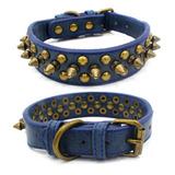 Pimaodog Collar Para Perro Con Tachuelas, Ajustable, De Cuer