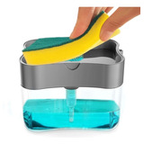 Dispenser Jabón Liquido Detergente Caja Contenedora+ Esponja Color Gris
