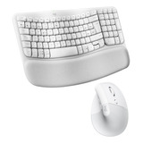 Logitech Combo Ergo Teclado Wave Keys + Mouse Lift Blanco