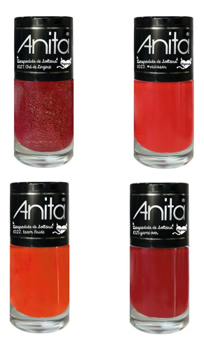 Kit 4 Esmaltes Anita Tons De Vermelho