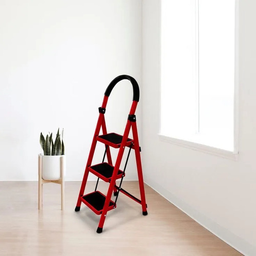 Escalera Tubular 3 Escalones Roja Pegable