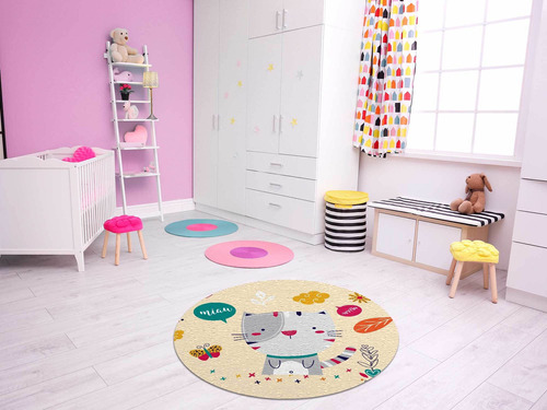 Tapete Quarto Infantil Antialérgico Gato 70cm