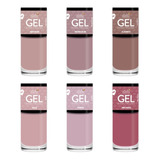 Kit 6 Esmaltes Efeito Gel 3 Cores Nudes E 3 Rosas 9ml