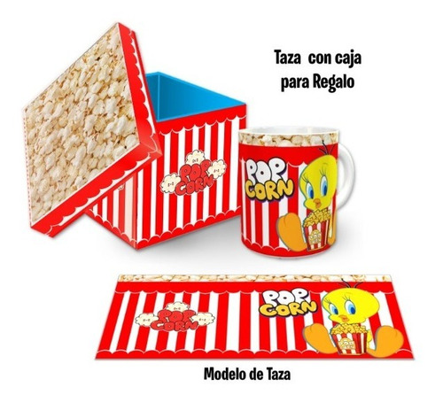 Taza Con Caja Para Regalo, Piolin Tweety Popcorn