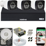 Conjunto 3 Câmeras Segurança Residencial Dvr 1004 Intelbras