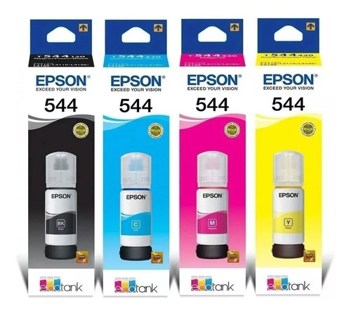 Kit Tinta Epson 544 Original Ecotank L3110 L3150 L5190 L1250