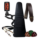 Kit Para Guitarra Capa Luxo Cabo Afinador Correia