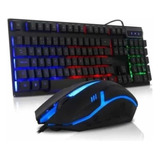 Teclado E Mouse Gamer Led Rgb C/fio Cabo Usb Pc Notebook