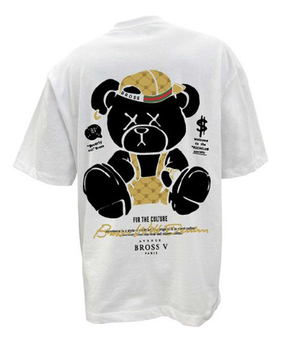 Remera Bross Oversize Bear On Fire Calavera