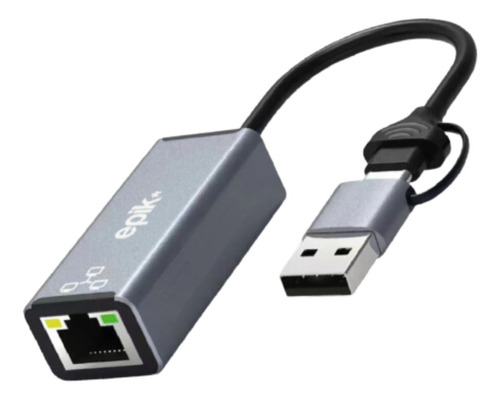 Adaptador Usb C A Puerto Lan Dos Puertos Usb 2.0 Uno 3.0