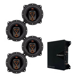 Kit 4 Alto Falante Jbl 320 Wrms + Módulo Df800.4 Ehxc Falcon Cor Preto