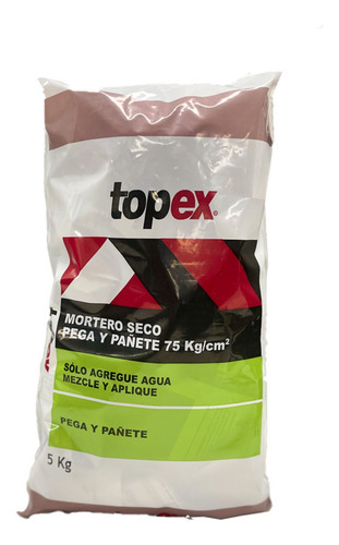 Mortero Topex Seco Conv Pega Y Pañete 75kg/cm2 5kg