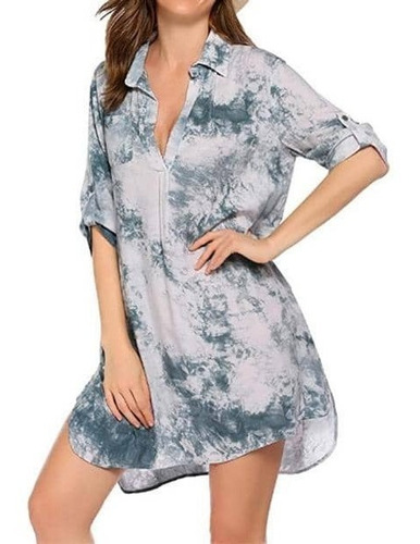 Camisa Blusa Maxi Camisão Estampada Saída D Praia Vestido L8