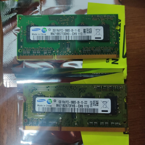 2 Memorias Ram De 2gb Y 1 Gb 1rx8 Pc3l 10600s Para Portátil.