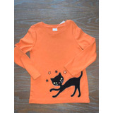 Remera Mangas Largas Naranja Gato  Talle 4 Años Gymboree