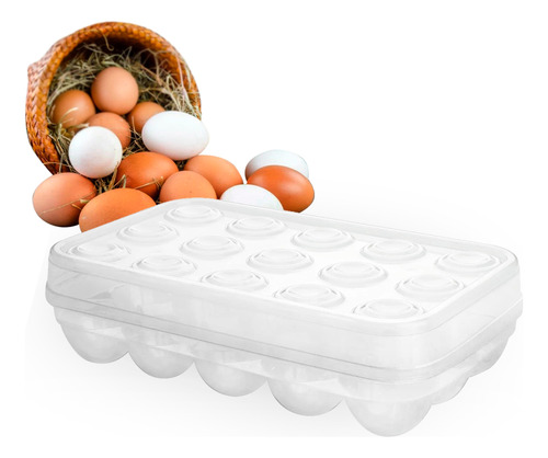 Contenedor Huevera Plástica Apilable Con Tapa Para 15 Huevos