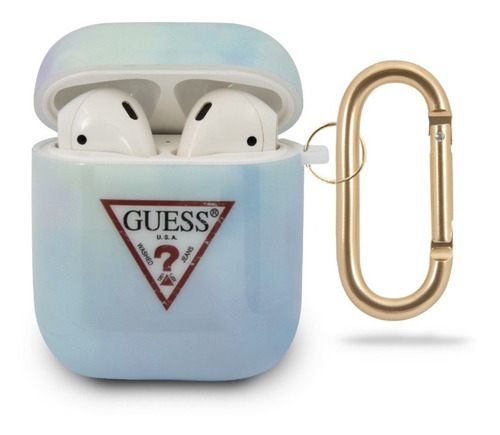 Funda Case Guess  Anillo Logo Azul Compatible Con AirPods 