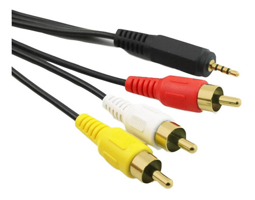 Cabo Auxiliar Audio Video P3 Para 3 Rca Gold De 1,5 Metros