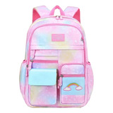 Mochila Infantil Colorida Tie Dye Bolsa Meninas Escolar Moda Cor Rosa Desenho Do Tecido Liso