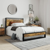 Sha Cerlin Base De Cama Individual Con Cabecera De Madera, C