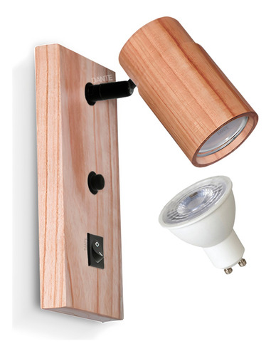 Aplique Cabecera 1 Luz Madera Paraiso Nordico + Lampara