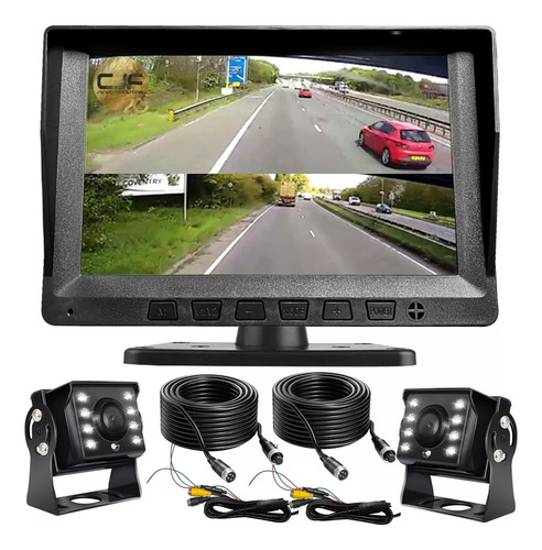 Kit Pantalla  Display Con 2 Camara  Retroceso Para Camion 