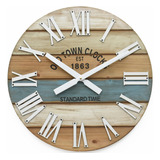 Oldtown Clocks 18 Reloj De Pared Romano Grande De Madera Mul