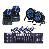 Kit 2 Moving Wash Head 7 Leds Cree Quadriled + Canhão E Mesa