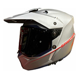 Casco Spartan Wolf Gris Rojo Visor Transparente