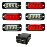 6 Estrobo Smd Branco Vermelho Led 12v 24v Carro Moto Van