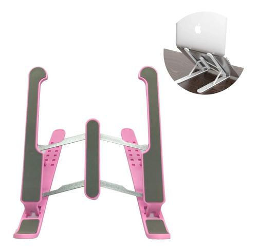  Suporte Ergonômico P/ Notebook, Tablet, Dobrável Rosa