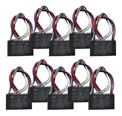 10pz Capacitor Triple Cbb61 4uf-5uf-6uf Ventilador Lujo Tech