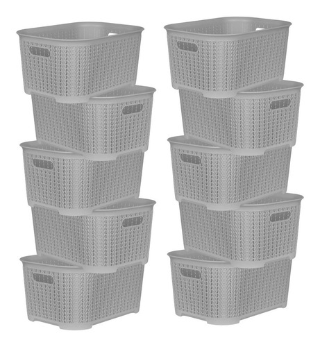 Canastos Organizador Plastico Rattan Cesto X 10 Un 36x25x17 