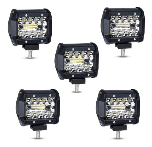 Kit 5 Faros Barra 20 Leds Luz Auxiliar Accesorio Camion 