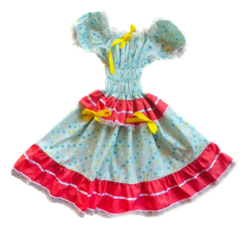 Fantasia Caipira Vestido Xadrez Junina Infantil Festa Menina