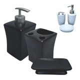 Kit Banheiro Lavabo Porta Escova Sabonete Líquido Porcelana