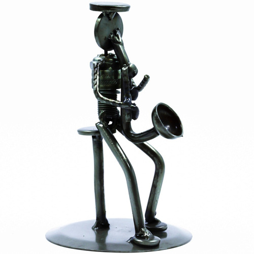 Figura Saxofonista Decorativas Metal Artesanal Reciclado