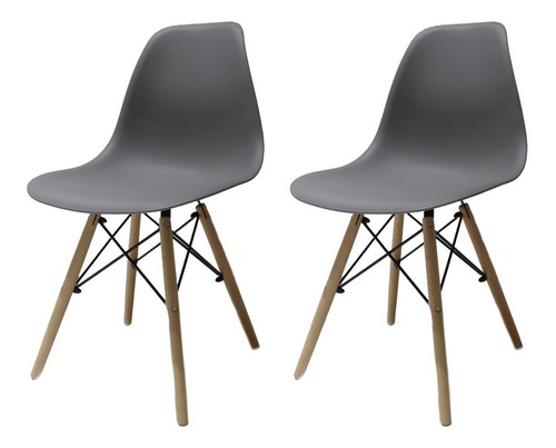 Kit 2 Cadeiras Sala Mesa Jantar Charles Eiffel Eames Wood