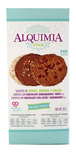 Alquimia Galletas Arroz Quinoa  Y Chocolate Sin Gluten 16pzs