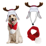 Gorro De Papá Noel Para Perro Con Astas De Navidad Y Bufanda