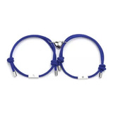 Pulsera Novios Pareja Corazón Sol Luna Imán 2 En 1 Azul 