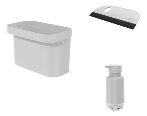 Kit Para Pia Rodo Dispenser Sabão Organizador 3 Peças Ou Cor Branco