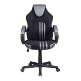Cadeira Gamer Preta E Cinza Pelegrin Pel-3005 Cor Preto E Cinza Material Do Estofamento Tecido Com Detalhes Em Couro Pu