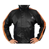 Conjunto Capa De Chuva Nylon Masculina Preto Laranja Apex